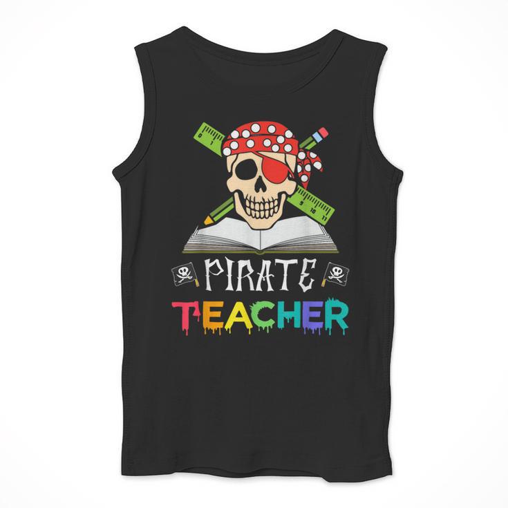 Pirate Teacher Halloween Skull Adult Men Tank Top, funny design