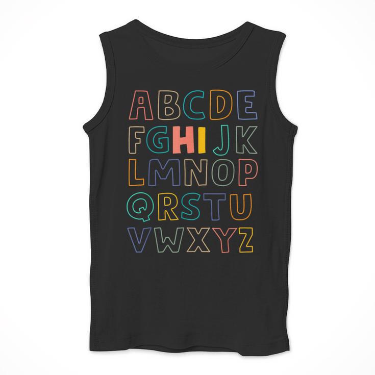Pre K Kindergarten Hi Alphabet Back To School Teachers Men Women Girls Kids Men Tank Top, funny design Pre K Kindergarten Hi Alphabet Back To School Teachers Men Women Girls Kids Men Tank Top, funny design