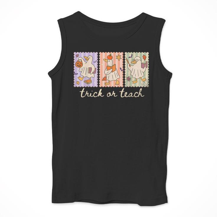 Preppy Goose Teacher Trick Or Teach Halloween Teacher Goose Men Tank Top, funny design Preppy Goose Teacher Trick Or Teach Halloween Teacher Goose Men Tank Top, funny design