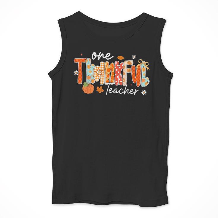 Preppy One Thankful Teacher Coquette Thanksgiving Teacher Men Tank Top, funny design