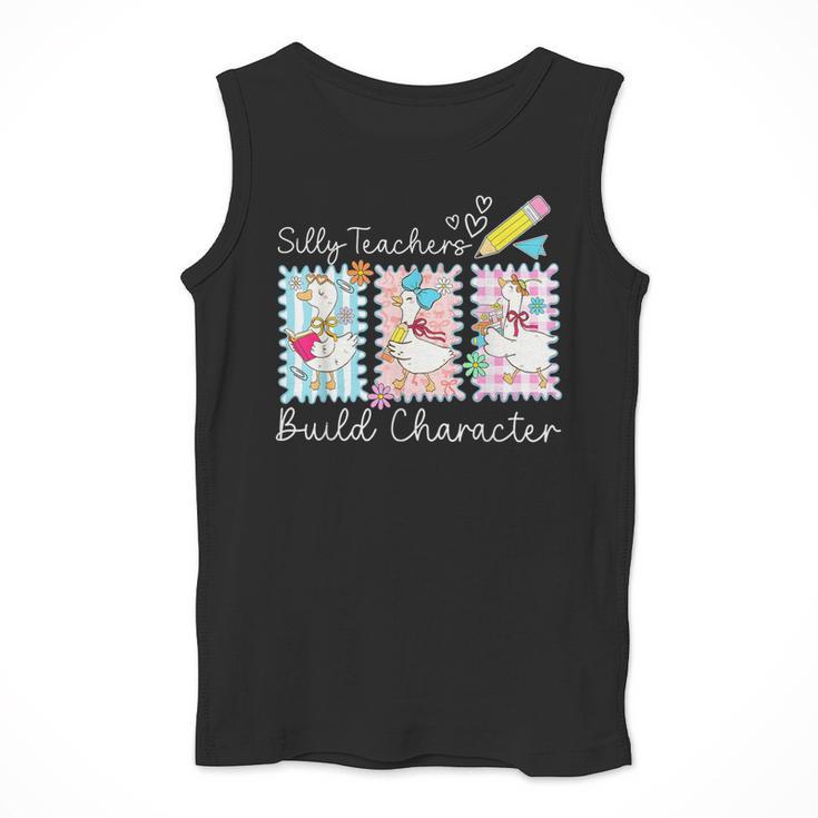 Preppy Silly Teacher Goose Build Character Back To School Men Tank Top, funny design Preppy Silly Teacher Goose Build Character Back To School Men Tank Top, funny design