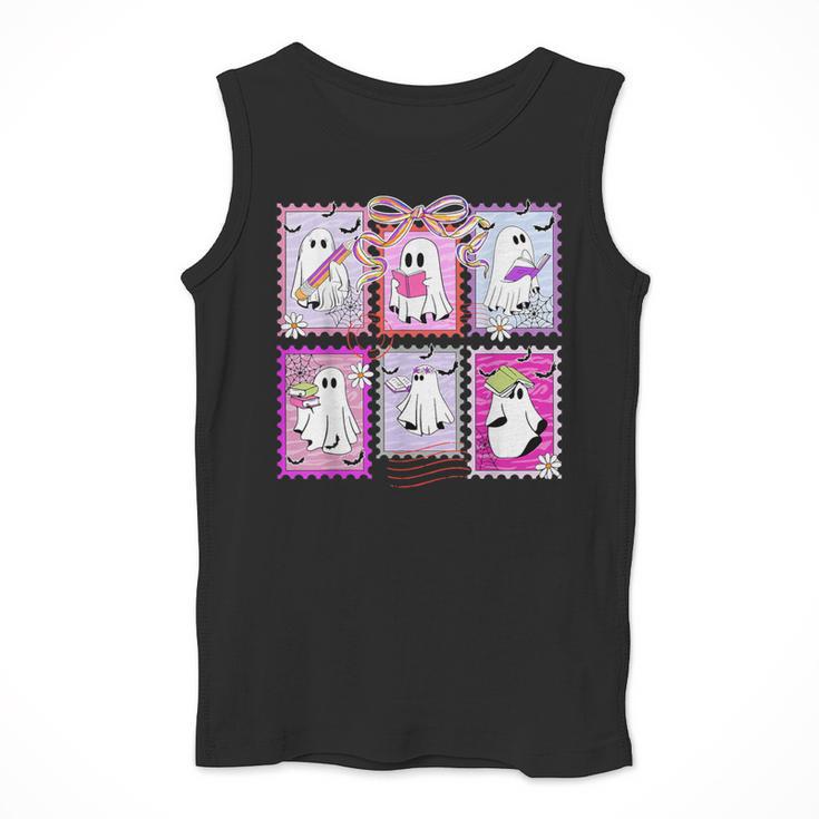 Preppy Spooky Teacher Halloween Ghost Coquette Bow Autumn Men Tank Top, funny design