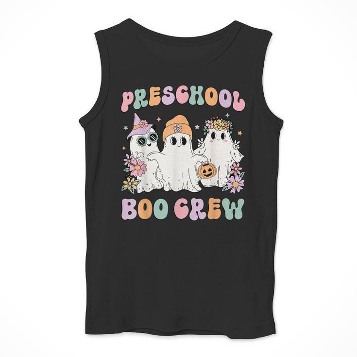 Preschool Boo Crew Groovy Halloween Floral Ghost Teacher Men Women Kids Men Tank Top, Groovy Teacher Gifts, funny design