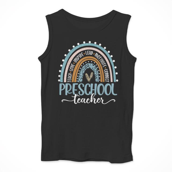 Preschool Teacher Leopard Boho Rainbow Back To School Men Tank Top, funny design Preschool Teacher Leopard Boho Rainbow Back To School Men Tank Top, funny design