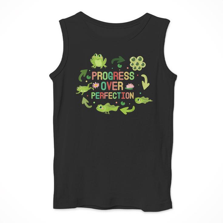 Progress Over Perfection Frog Back To School Teacher Men Tank Top, funny design Progress Over Perfection Frog Back To School Teacher Men Tank Top, funny design