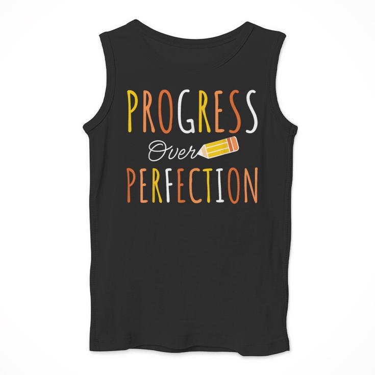 Progress Over Perfection Teacher Pencil Back-To-School Men Tank Top, funny design Progress Over Perfection Teacher Pencil Back-To-School Men Tank Top, funny design