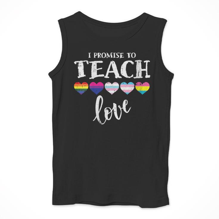 I Promise To Teach Love LGBT-Q Pride Proud Ally Teacher Men Tank Top, funny design