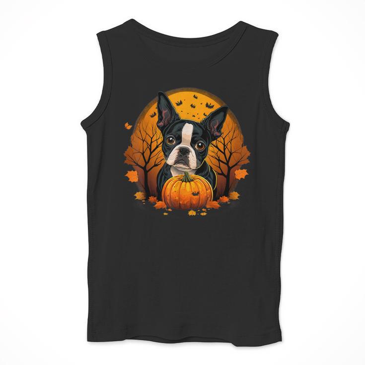 Pumpkin Boston Terrier Costume On Boston Terrier Halloween Men Tank Top, Boston Terrier Halloween Gifts, funny design