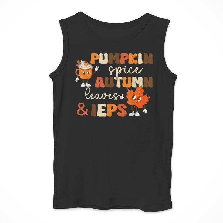 Pumpkin Spice Autumn Leaves IEPS Sped Teacher Fall Men Tank Top, funny design