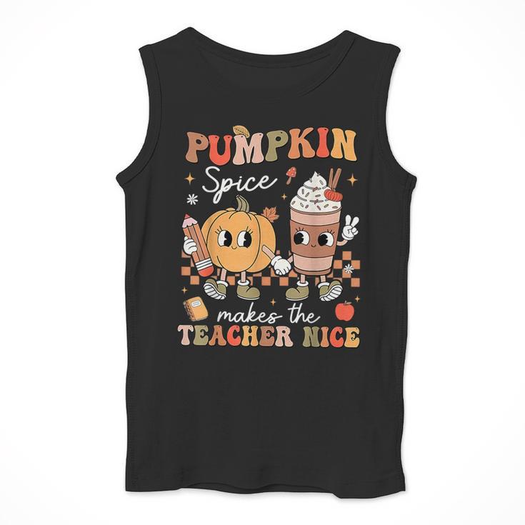 Pumpkin Spice Makes Teacher Nice Retro Fall Spooky Season Men Tank Top, funny design