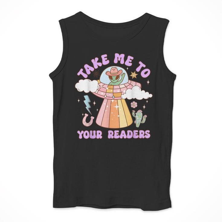 Take Me To Your Readers Alien Teacher Halloween Literacy Men Tank Top, funny design