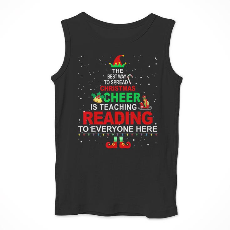 Reading Teacher Christmas Shirt Elf Christmas Cheer For Men Women Men Tank Top, funny design