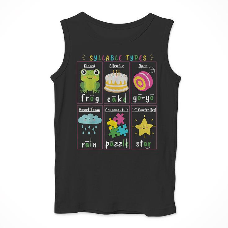 Reading Teacher Syllable Types Phonics Phonemic Awareness Men Tank Top, funny design