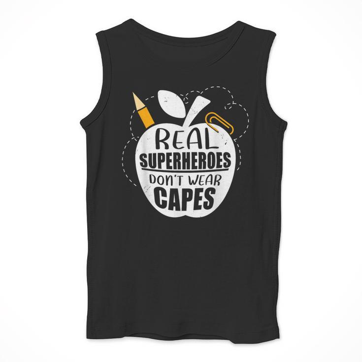 Real Superheroes Wear No Capes Teacher Design Teach Men Tank Top, funny design