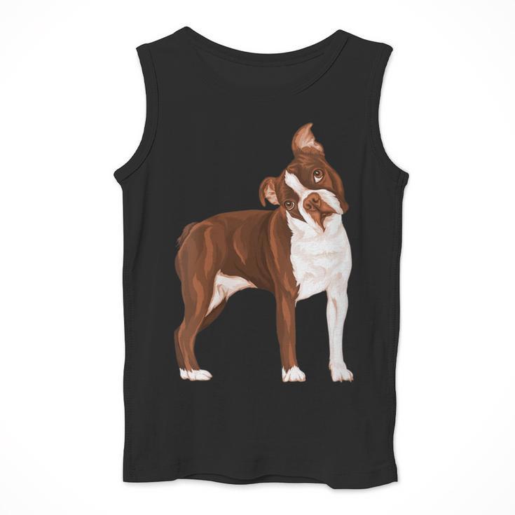 Red Boston Terrier Dog Men Tank Top, funny design