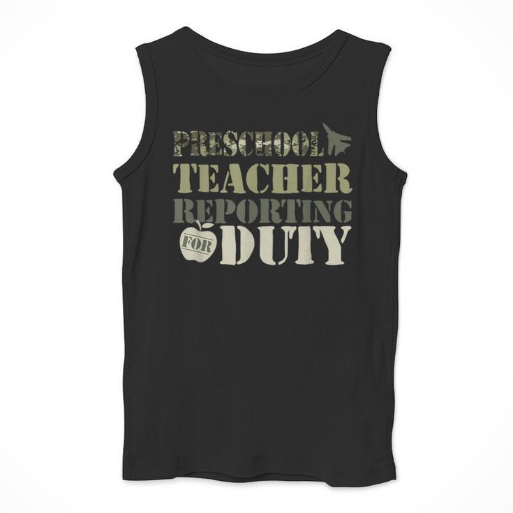 Retro Back To School Women Old Camo Preschool Teacher Men Tank Top, funny design