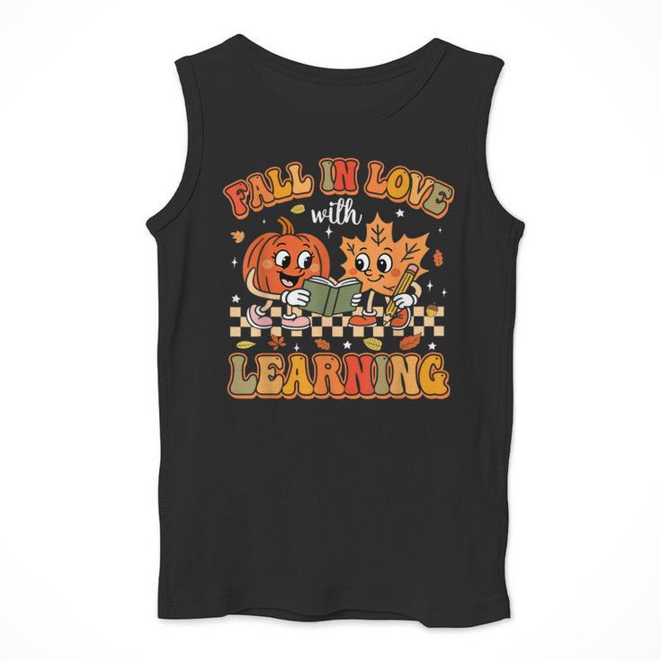 Retro Fall In Love With Learning Autumn Pumpkin Teachers Men Tank Top, funny design Retro Fall In Love With Learning Autumn Pumpkin Teachers Men Tank Top, funny design