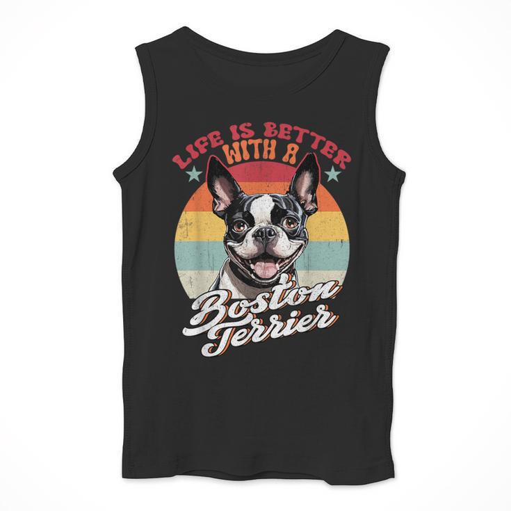 Retro Life Is Better With Boston Terrier Mom Dog Lover Men Tank Top, Mom Gifts, Boston Terrier Mom Gifts, funny design