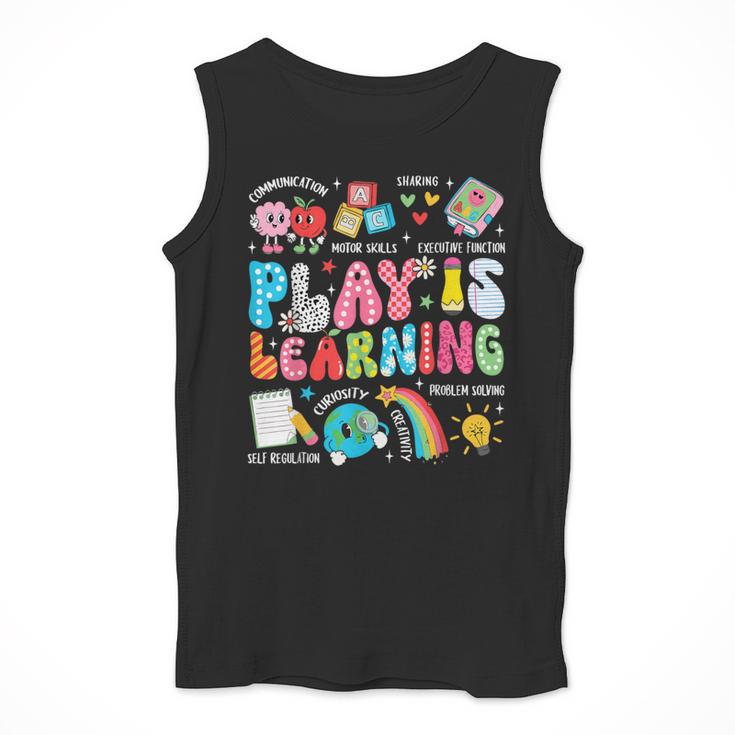 Retro Play Is Learning Kindergarten Teacher Team Women Men Tank Top, funny design