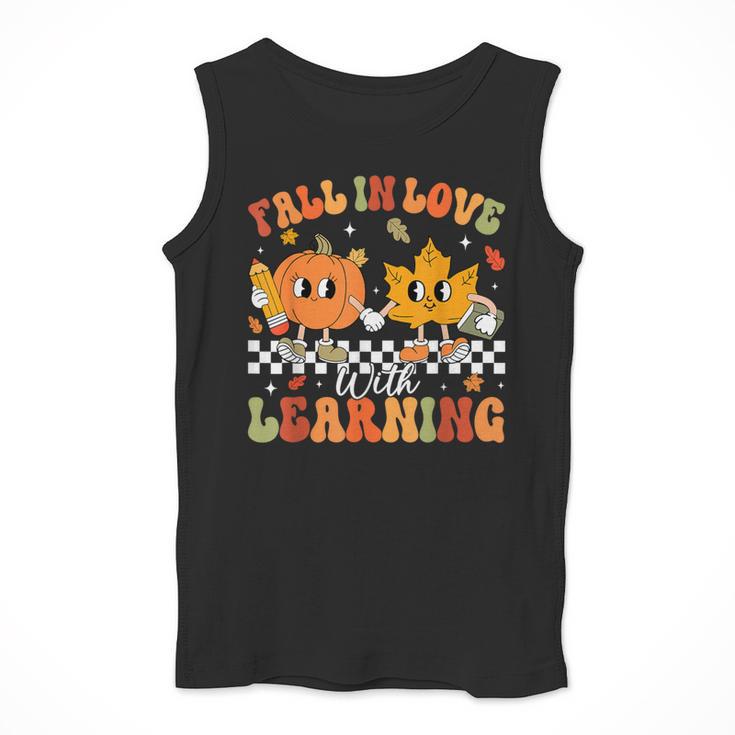 Retro Pumpkin Fall In Love With Learning Autumn Teacher Men Tank Top, funny design