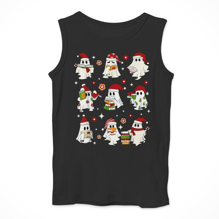 Santa Ghost Reading Books Christmas Library Teacher Men Tank Top, funny design Santa Ghost Reading Books Christmas Library Teacher Men Tank Top, funny design
