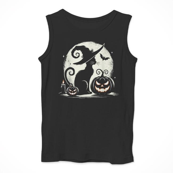 Scary Halloween Cat Costume Retro Cat Moon For Men Women Kids Men Tank Top, funny design