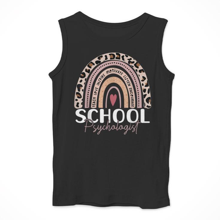 School Psych Teacher School Psychologist Leopard Rainbow Men Tank Top, funny design