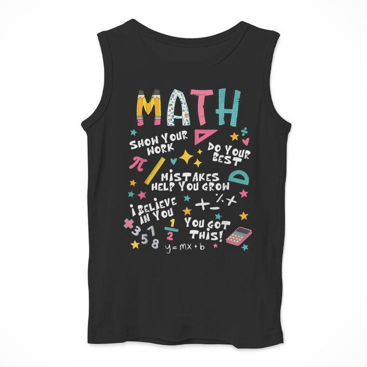 Show Your Work Math Teacher First Day Back To School Men Tank Top, funny design