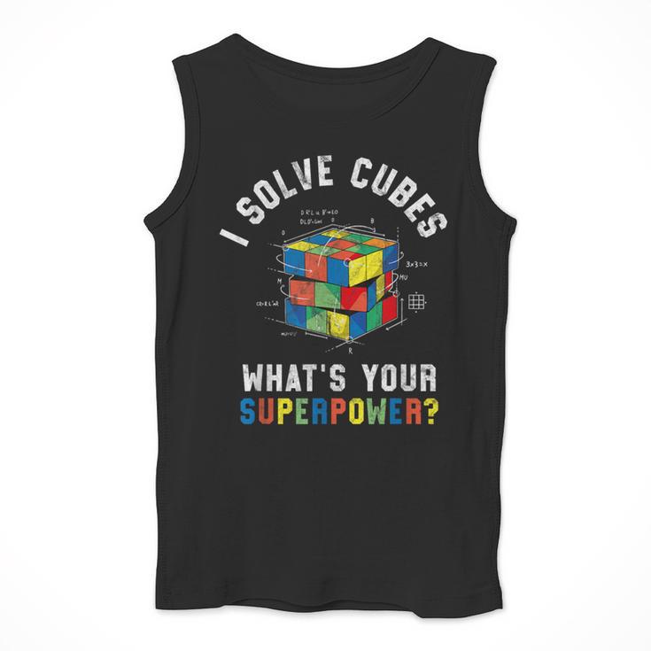 I Solve Cubes Speed Cubing Vintage Youth Math Teacher Men Tank Top, funny design