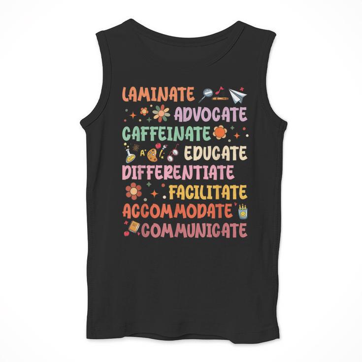 SPED Caffeinate Advocate Laminate Educate Teacher Facilitate For Men Women Men Tank Top, funny design SPED Caffeinate Advocate Laminate Educate Teacher Facilitate For Men Women Men Tank Top, funny design