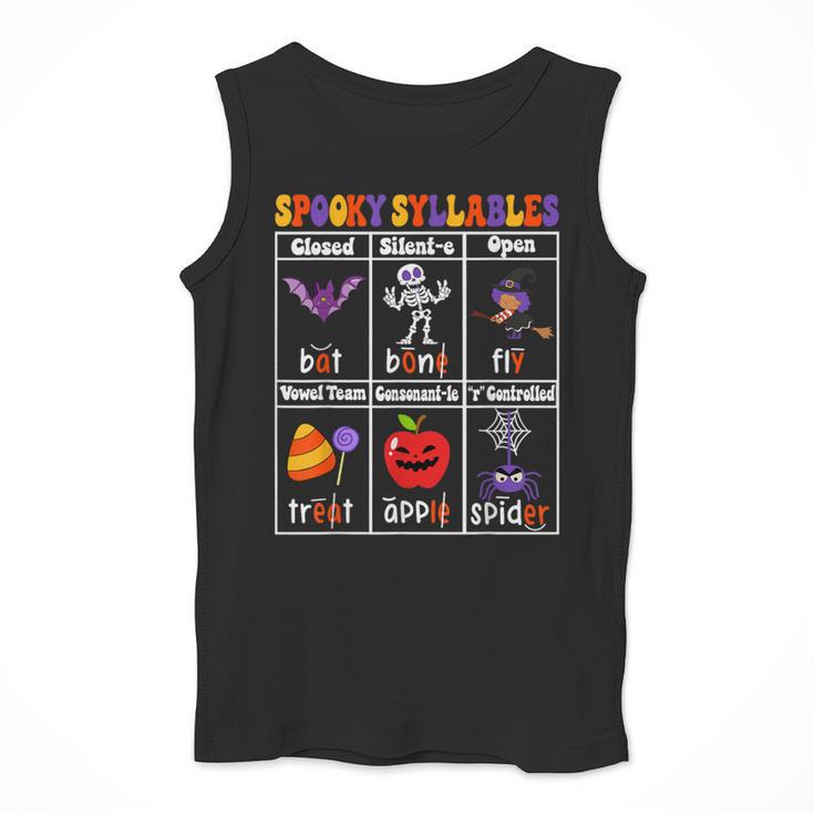 Spooky Syllables Teacher Halloween Educational Kids Men Tank Top, funny design