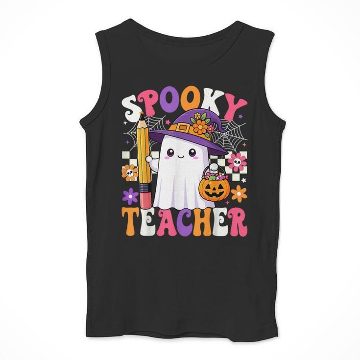 Spooky Teacher Ghost Pencil Teach Halloween Teacher Men Tank Top, funny design