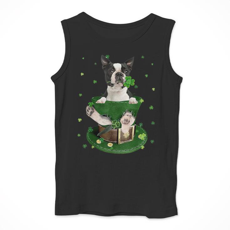 St Patrick's Day Leprechaun Boston Terrier Dog Shamrock For Men Women Kids Men Tank Top, funny design