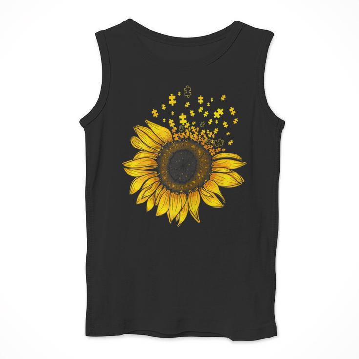 Sunflower Puzzle Pieces Autism Awareness For Mom Teacher For Women Men Tank Top, funny design