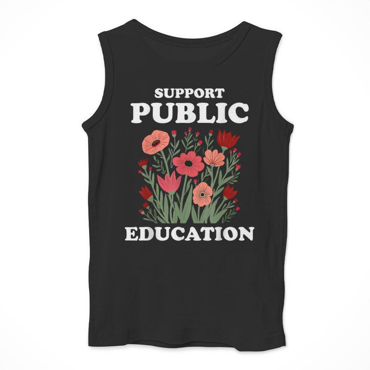 Support Public Education Cute Floral Teacher Red For Ed Men Tank Top, funny design