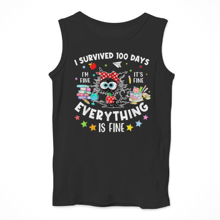 I Survived 100 Days Of School Teacher Kids Cat Lover Men Tank Top, funny design