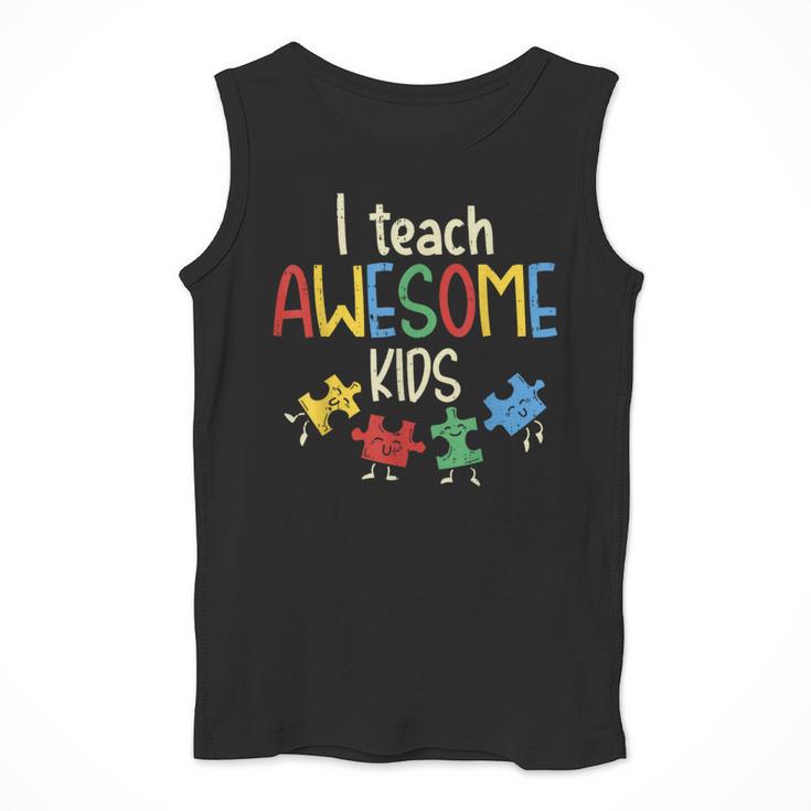 I Teach Awesome Kids Shirt Autism Special Education Teacher Men Tank Top, funny design