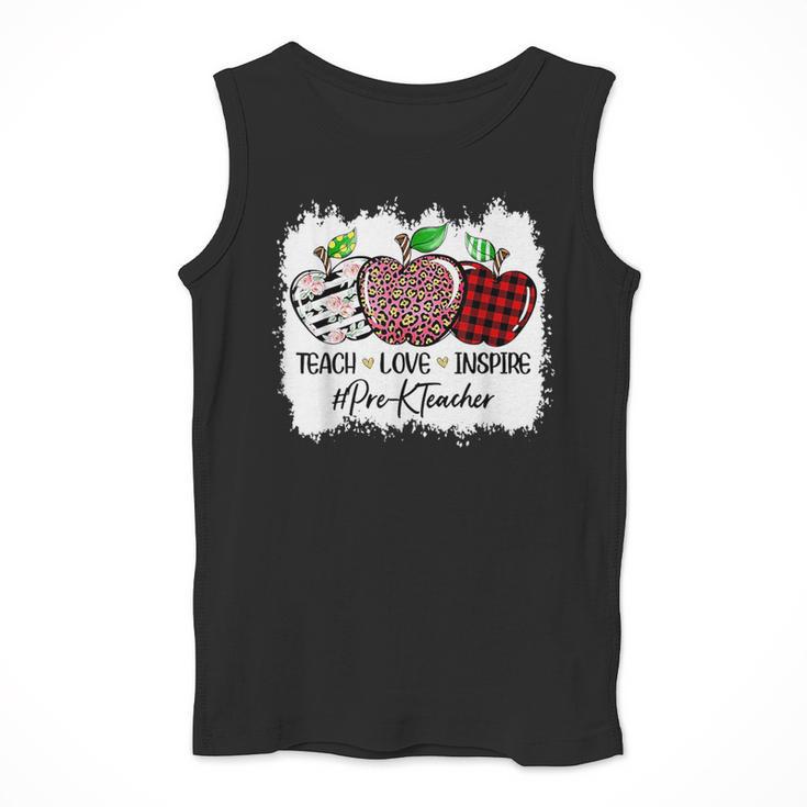 Teach Love Inspire Pre-k Teacher Apple Leopard Red Plain Men Tank Top, funny design