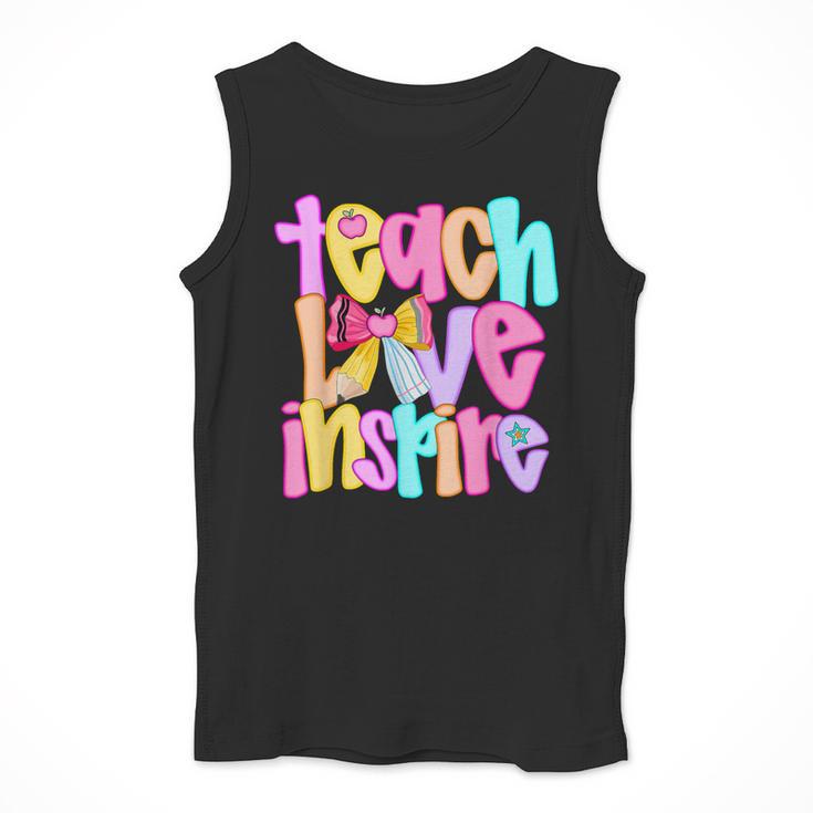 Teach Love Inspire Preppy Back To School Teacher Women Men Tank Top, funny design Teach Love Inspire Preppy Back To School Teacher Women Men Tank Top, funny design