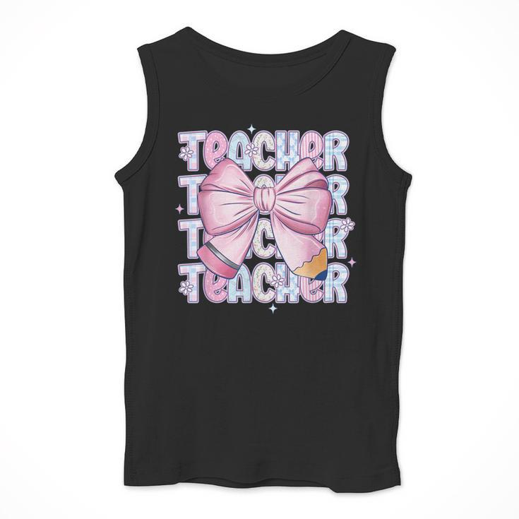 Teacher Bow Pencil Flowers Teacher Back To School Men Tank Top, funny design