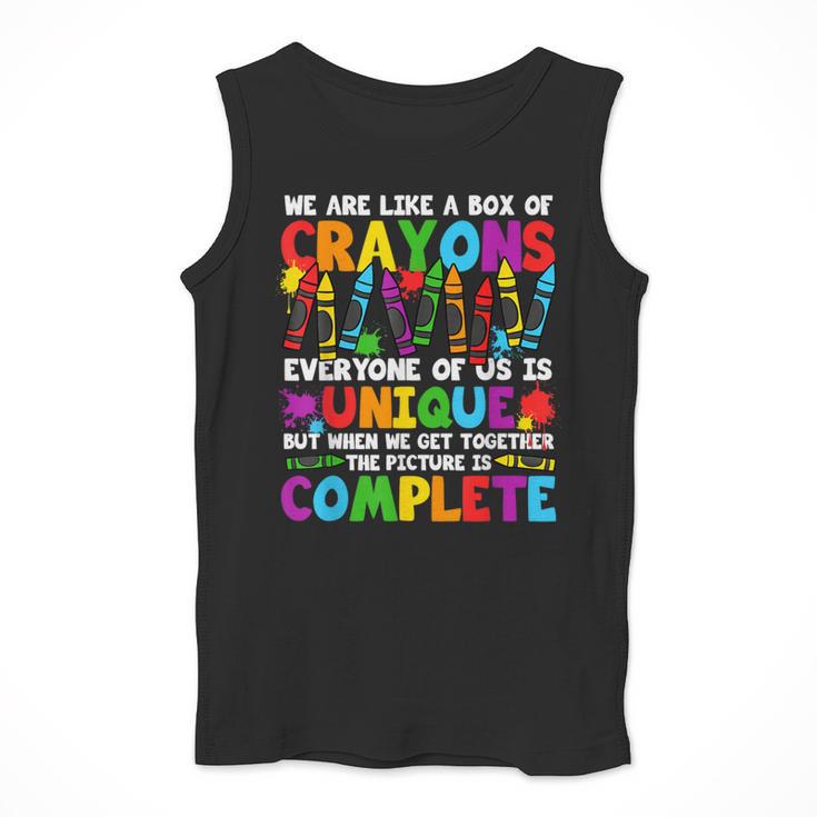 Teacher We Are Like A Box Of Crayons Back To School Men Tank Top, funny design Teacher We Are Like A Box Of Crayons Back To School Men Tank Top, funny design