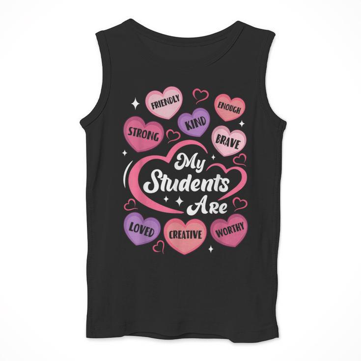 Teacher Positive Affirmations Candy Heart Valentine's Day Men Tank Top, funny design