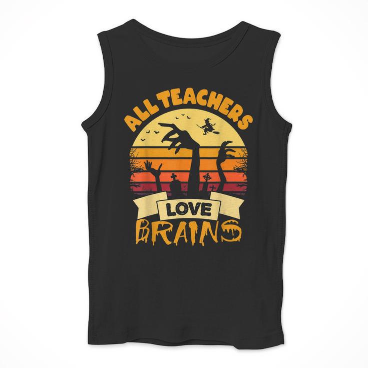 Teacher Shirts Halloween All Teachers Love Brains Men Tank Top, funny design