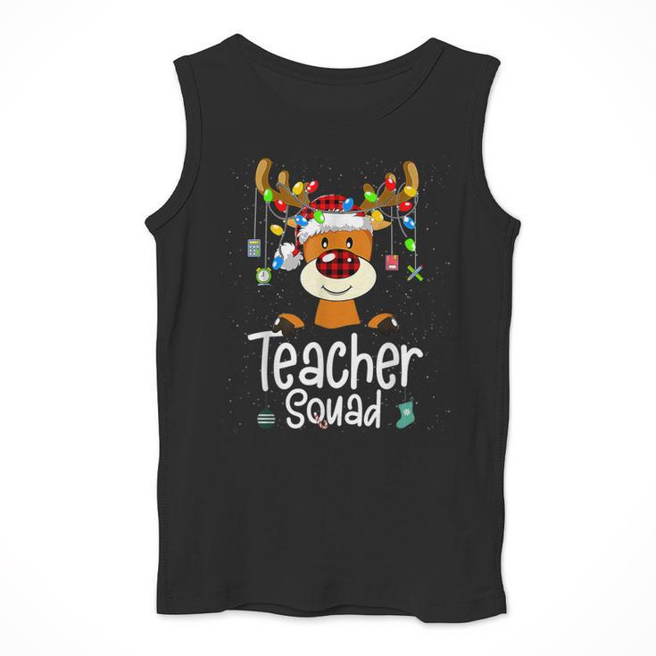 Teacher Squad Red Plaid Rudolph Reindeer Christmas Men Tank Top, funny design