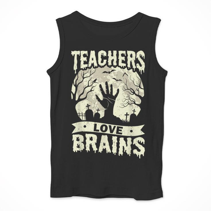 Teachers Love Brains Halloween Costume Boo Trick Teach Men Tank Top, funny design