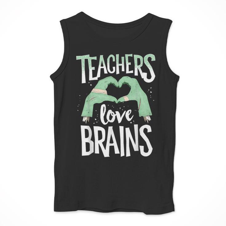 Teachers Love Brains Halloween Costume Trick Treat Zombie Men Tank Top, funny design Teachers Love Brains Halloween Costume Trick Treat Zombie Men Tank Top, funny design