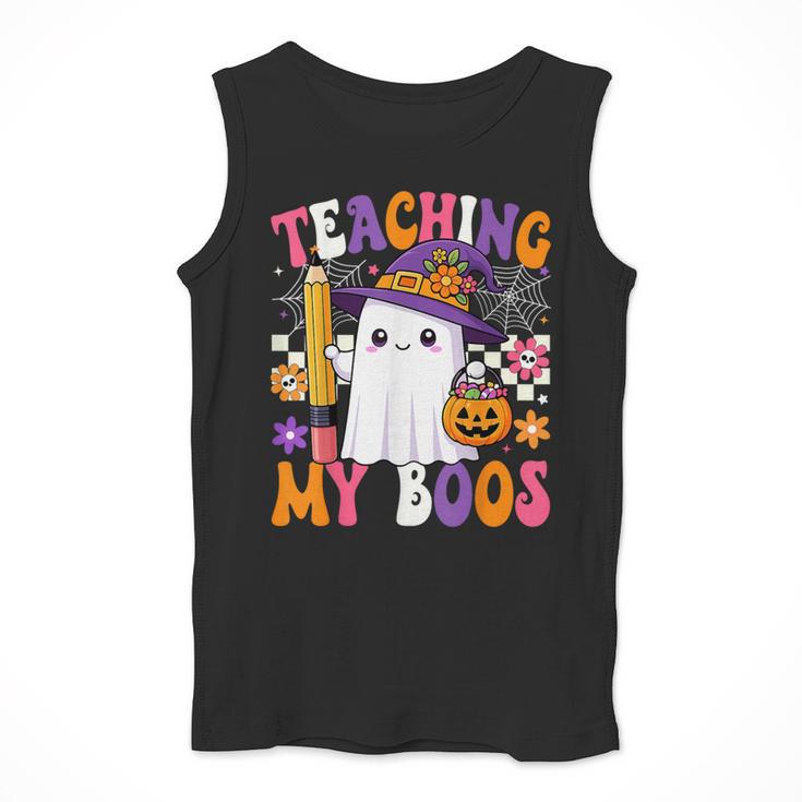 Teaching My Boos Ghost Teacher Cute Pencil Halloween Teacher Men Tank Top, funny design
