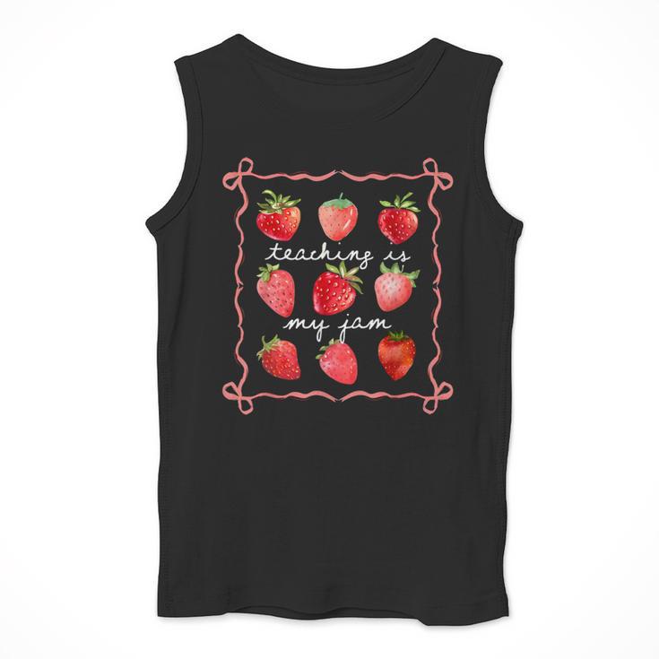 Teaching Is My Jam Strawberry Kinder Team Teacher Men Tank Top, funny design Teaching Is My Jam Strawberry Kinder Team Teacher Men Tank Top, funny design
