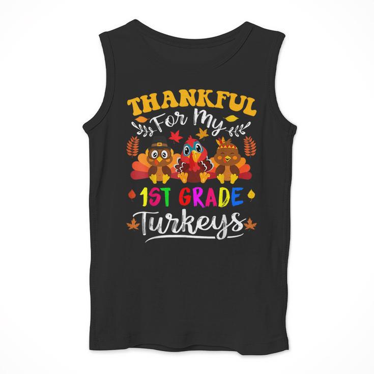 Thankful For My 1st Grade Turkeys Thanksgiving Teacher Fall Men Tank Top, funny design
