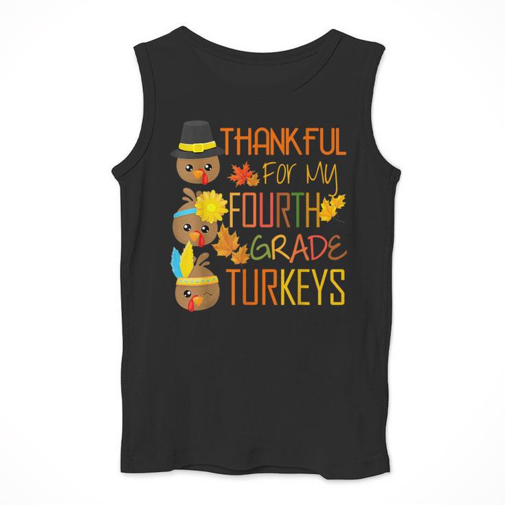 Thankful For My 4th Grade Turkey Thanksgiving Turkey Teacher Men Tank Top, 4th Grade Teacher Gifts, funny design